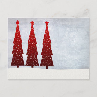 Cartão Postal De Festividades 3 Árvores de Natal Vermelhas