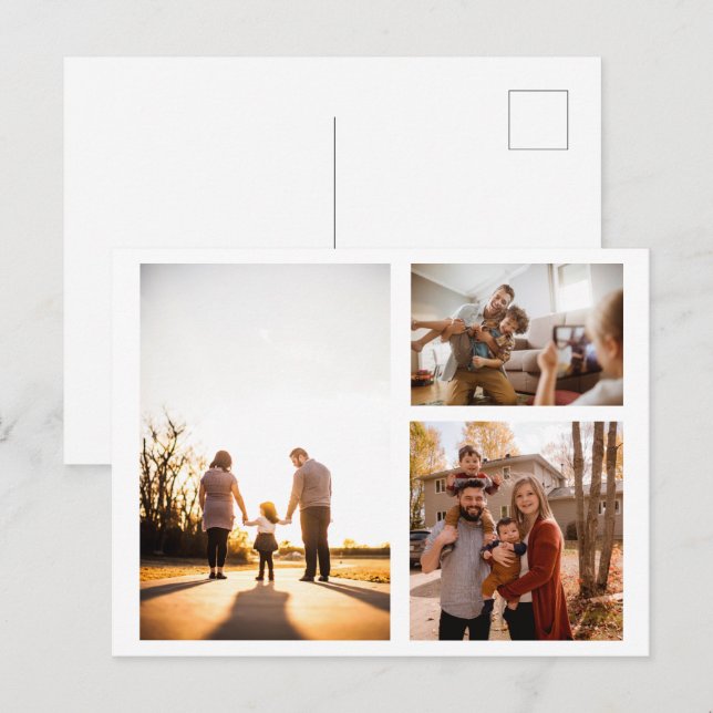 Cartão Postal De Festividades 3 Colagem Personalizada de Fotos (Frente/Verso)