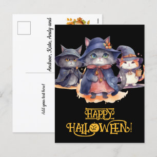 Cartão Postal De Festividades 3 Pequenos Gatos de Gato - Feliz Dia das Bruxas