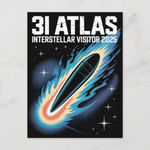 Cartão Postal De Festividades 3I Atlas Estilo Glitch Ficção Científica Espaço Re