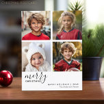 Cartão Postal De Festividades 4 Colagem de Fotos - Moderno Feliz Natal preto<br><div class="desc">Use quatro fotos e faça uma saudação de Natal alegre e exclusiva com um tema preto e branco. Se precisar mover alguma coisa,  clique no botão personalizar para fazer alterações.</div>