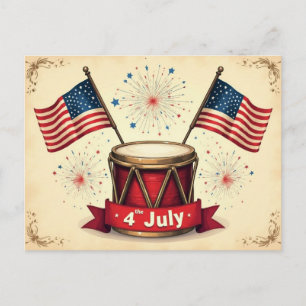 Cartão Postal De Festividades 4 de Julho, Dia da Independência,