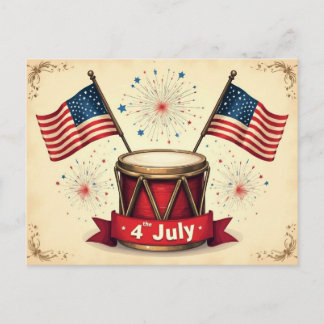 Cartão Postal De Festividades 4 de Julho, Dia da Independência,