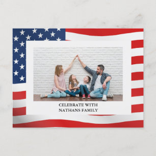Cartão Postal De Festividades 4 de julho Dia da Independência Vermelho Branco Fo