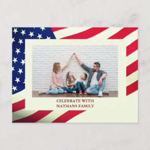 Cartão Postal De Festividades 4 de julho Dia da Independência Vermelho Branco Fo