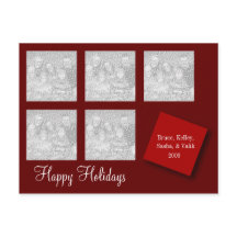 5 Photo Holiday Greeting Red