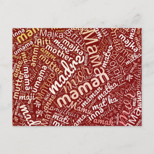 Cartão Postal De Festividades 60 palavras para "Mãe" em diferentes línguas