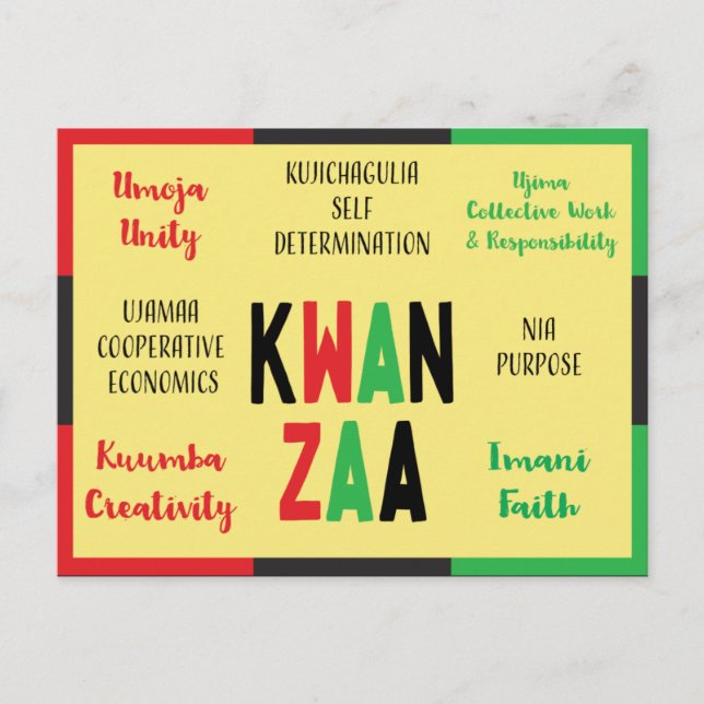 Cartão Postal De Festividades 7 Principles Modern Kwanzaa Holiday Card (Frente)