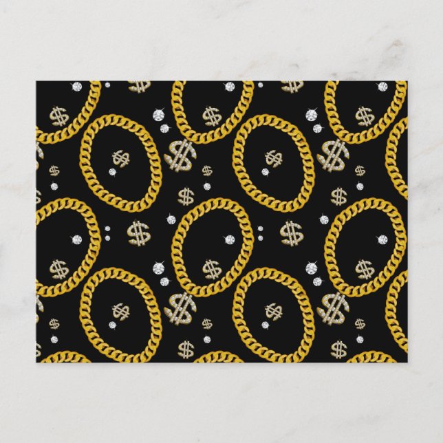 Cartão Postal De Festividades  90's Hip Hop Rap Music Gold Cuban Link Chain (Frente)