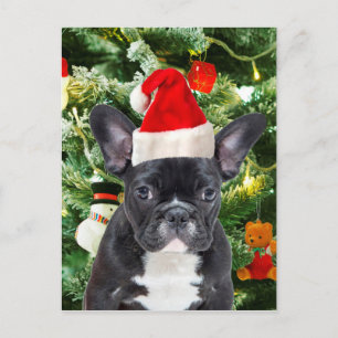 Cartão Postal De Festividades A árvore de Natal do buldogue francês Ornaments 