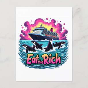 Cartão Postal De Festividades A Baleia De Orca Cuta Engraçada Comeu Os Ricos