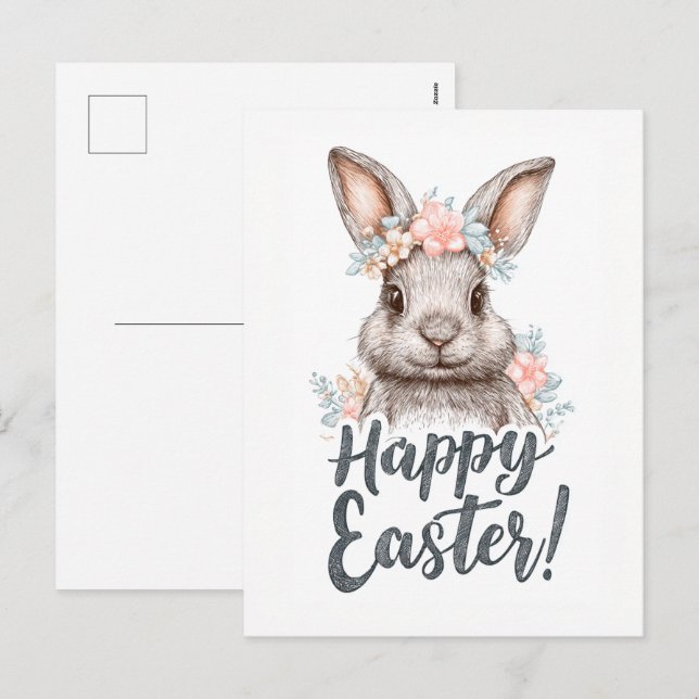 Cartão Postal De Festividades A charming painted Eastera cute bunny (Frente/Verso)