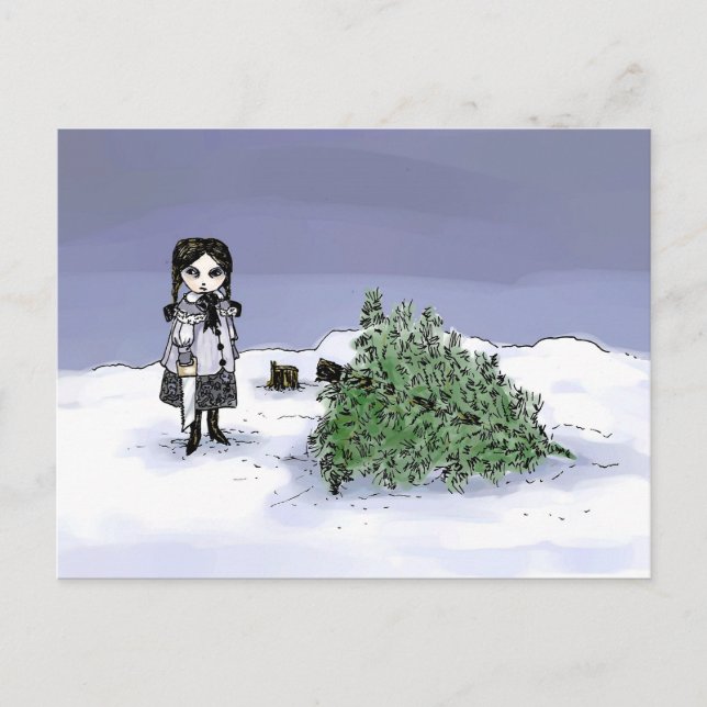 Cartão Postal De Festividades A cheirar a árvore de férias (Frente)