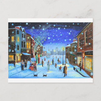 Cartão Postal De Festividades A Christmas Carol Scrooge Winter street scene