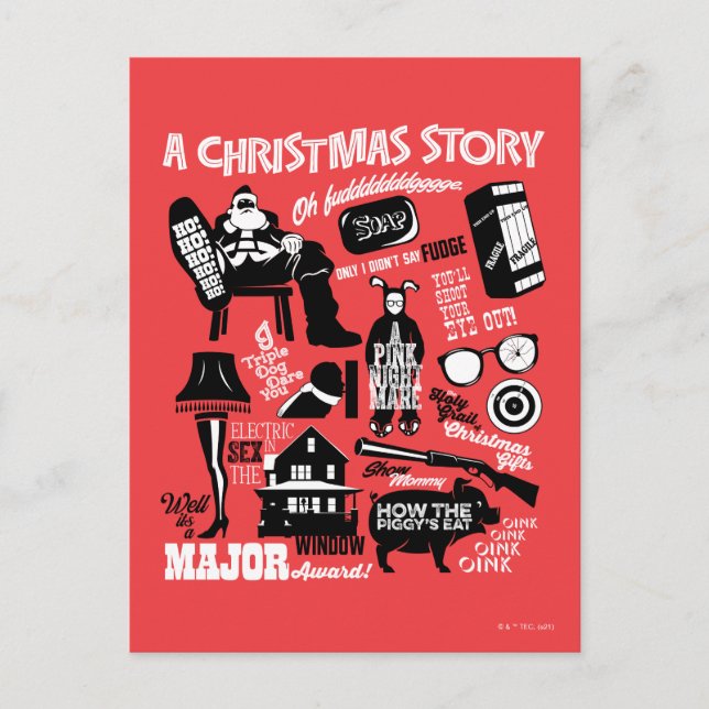 Cartão Postal De Festividades A Christmas Story Icons Graphic (Frente)