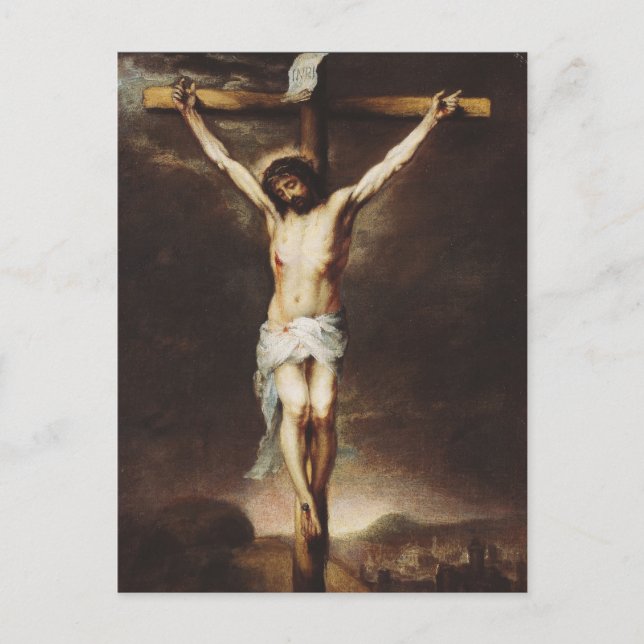 Cartão Postal De Festividades A Crucificação por Bartolome Esteban Murillo (Frente)
