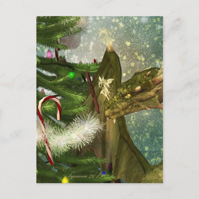 Cartão Postal De Festividades A Dragon and Fairies Christmas (Frente)