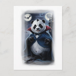 Cartão Postal De Festividades A Funny Panda Dracula on a White