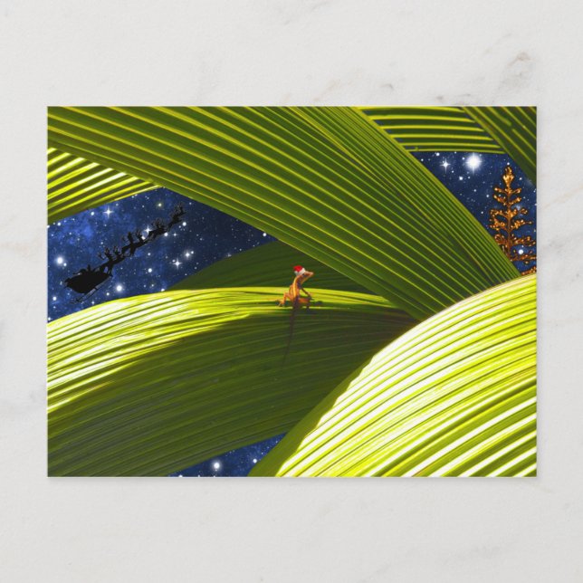 Cartão Postal De Festividades A Gecko Lizard's Tropical Christmas (Frente)