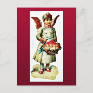 Cartão Postal De Festividades A girl dressed as angel carrying boque