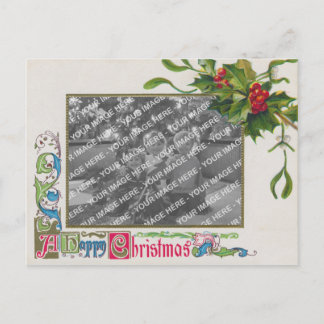 Cartão Postal De Festividades "A Happy Christmas" Vintage Photo Frame Postcard