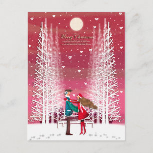 Cartão Postal De Festividades A imagem de Natal do casal feliz