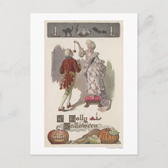 Cartão Postal De Festividades A Jolly HalloweenRestoration Dressed Couple (Frente)