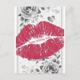 Cartão Postal De Festividades A Kiss For You on a Happy Birthday Postcard