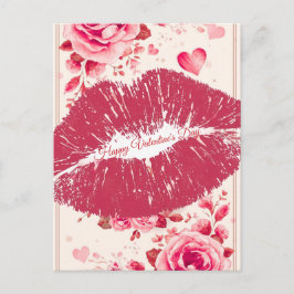 Cartão Postal De Festividades A Kiss For You on a Valentine's Day