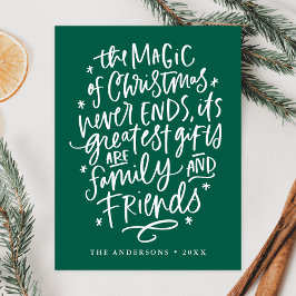 Cartão Postal De Festividades A Mágica da Não Foto Verde de Natal