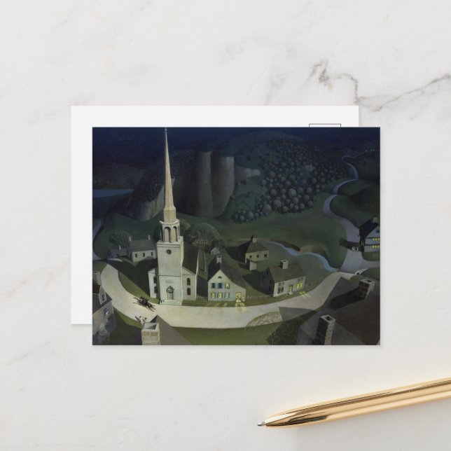 Cartão Postal De Festividades A meia-noite de Paul Revere por Wood (Frente/Verso In Situ)