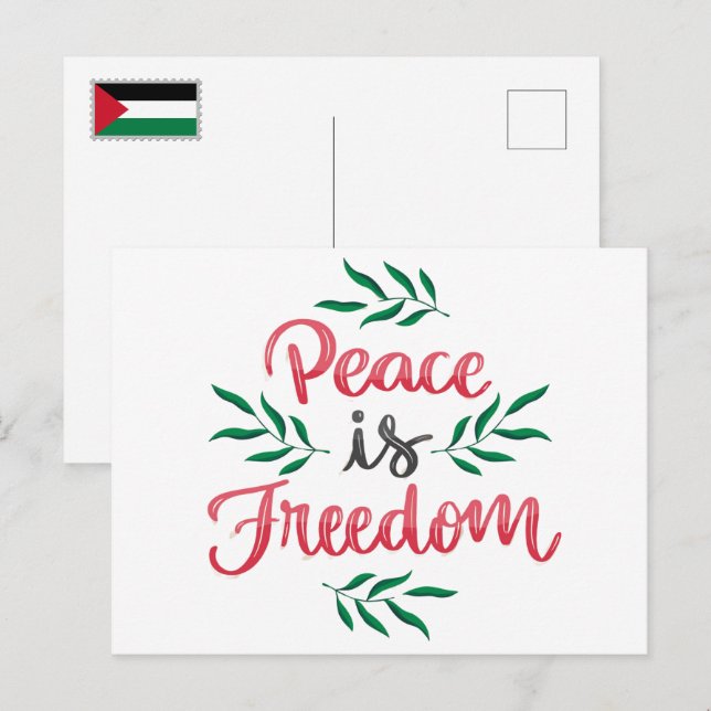 Cartão Postal De Festividades A PAZ DA Palestina É LIBERDADE (Frente/Verso)