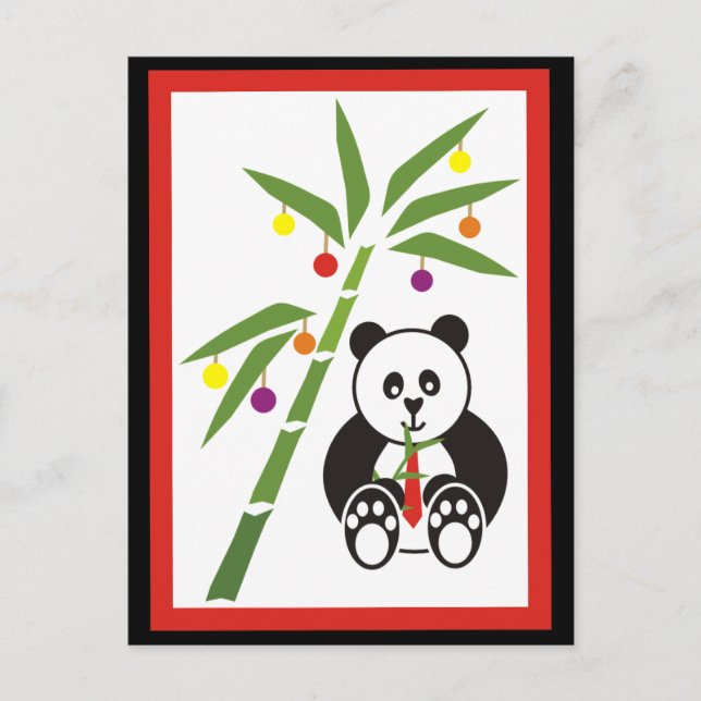 Cartão Postal De Festividades A refeição de Natal do Panda! (Frente)