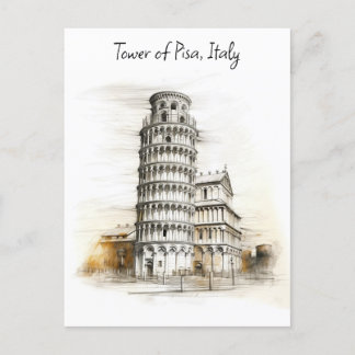 Cartão Postal De Festividades A Torre de Pisa, Itália