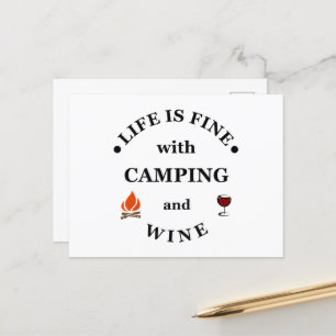 Cartão Postal De Festividades a vida é boa com acampar e vinho