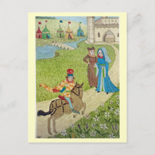 Cartão Postal De Festividades A vida na Inglaterra Feliz, Joust no castelo