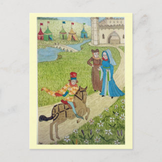 Cartão Postal De Festividades A vida na Inglaterra Feliz, Joust no castelo