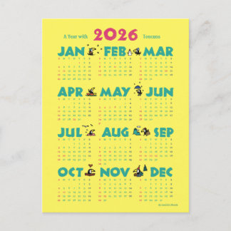 Cartão Postal De Festividades A Year with Toucans: Calendar 2026-Y