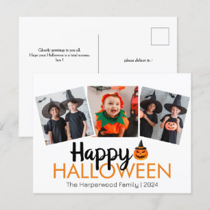 Cartão Postal De Festividades abóbora-a-lanterna Família de Halloween 3 Foto