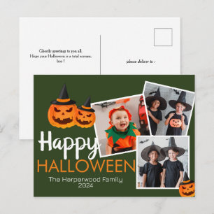 Cartão Postal De Festividades abóbora-a-lanterna Família de Halloween 3 Foto