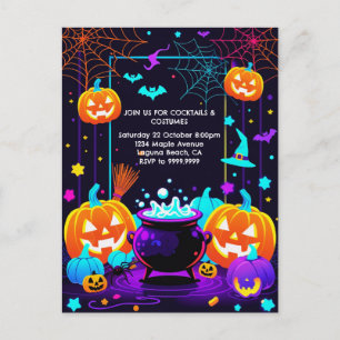 Cartão Postal De Festividades Abóbora Colorida de Halloween