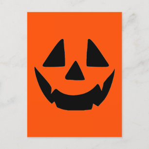 Cartão Postal De Festividades Abóbora de Halloween Jack O Lanterna Rosto