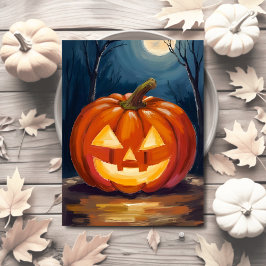 Cartão Postal De Festividades Abóbora de Jack-O-Lantern do Halloween
