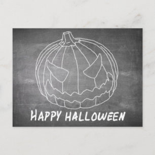 Cartão Postal De Festividades Abóbora para o Halloween 6 visual de lousa