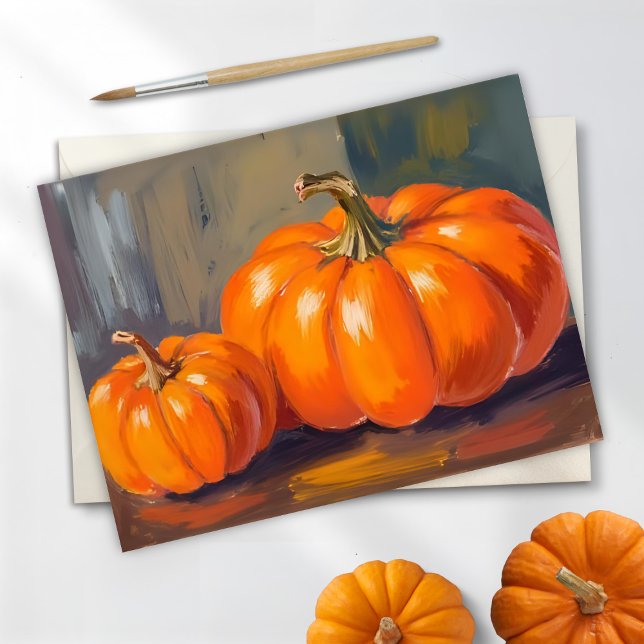Cartão Postal De Festividades Abóboras Laranja Halloween Outono Aquarela (Criador carregado)