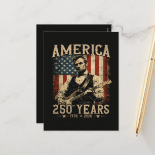 Cartão Postal De Festividades Abraham Lincoln Tocando Guitarra 4 de Julho