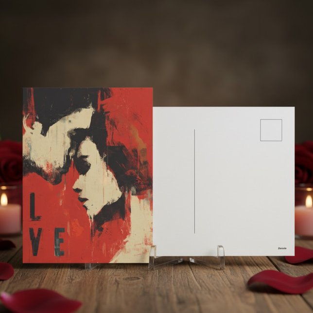 Cartão Postal De Festividades Abstract Fiery Red Couple in Love Valentine's Day (Criador carregado)