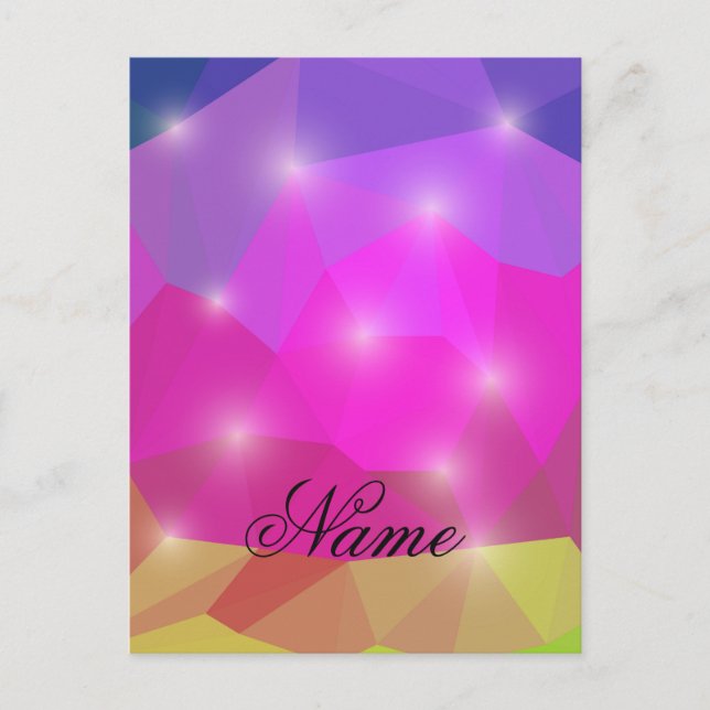 Cartão Postal De Festividades Abstract Geometric Crystal Mosaic in Pink (Frente)