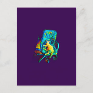 CARTÃO POSTAL DE FESTIVIDADES ABSTRATO CAT ART EXTRA COLORFUL POR SEXSOX