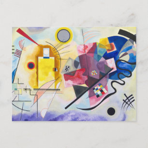 Cartão Postal De Festividades Abstrato de Arte Moderna Kandinsky Amarelo Azul